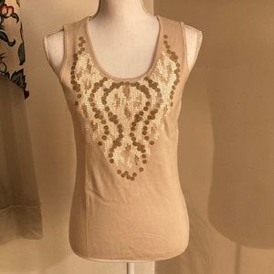 Ruby Rd. Beige Sequin Tank